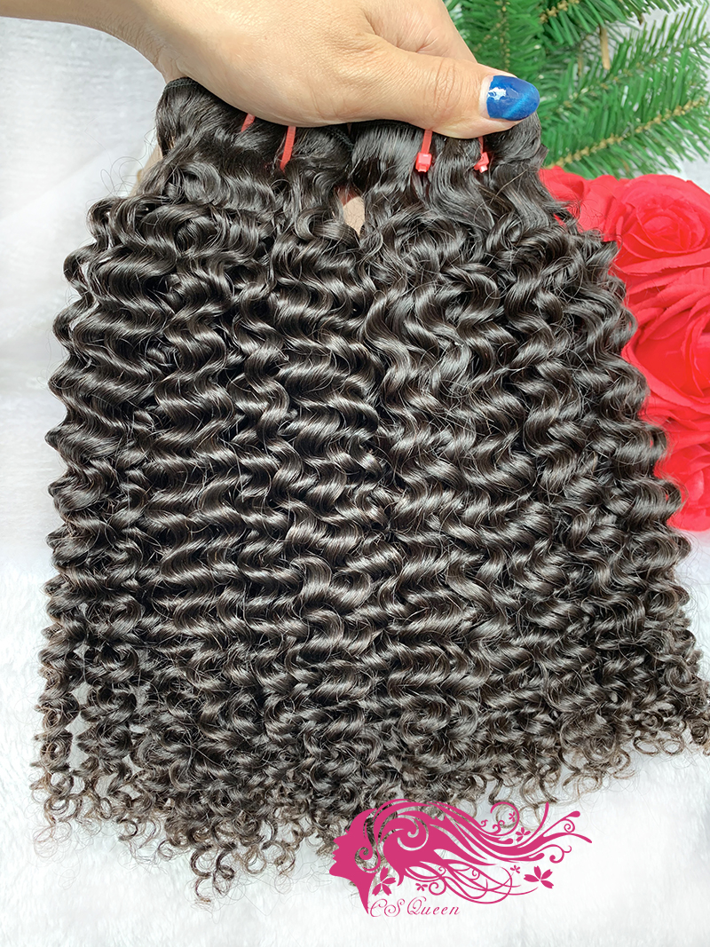 Csqueen Raw Kinky Curly Raw hair Natural Black Color Human Hair
